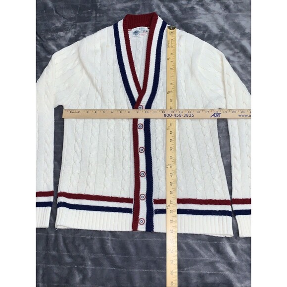 Pebble Beach Of California Vintage Womens Cardigan Sweater red, white, and blue - Picture 6 of 10